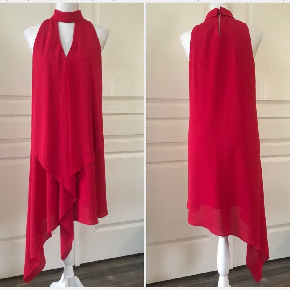 Maggy London Asymmetric Hem Shift Dress Res Sz 4